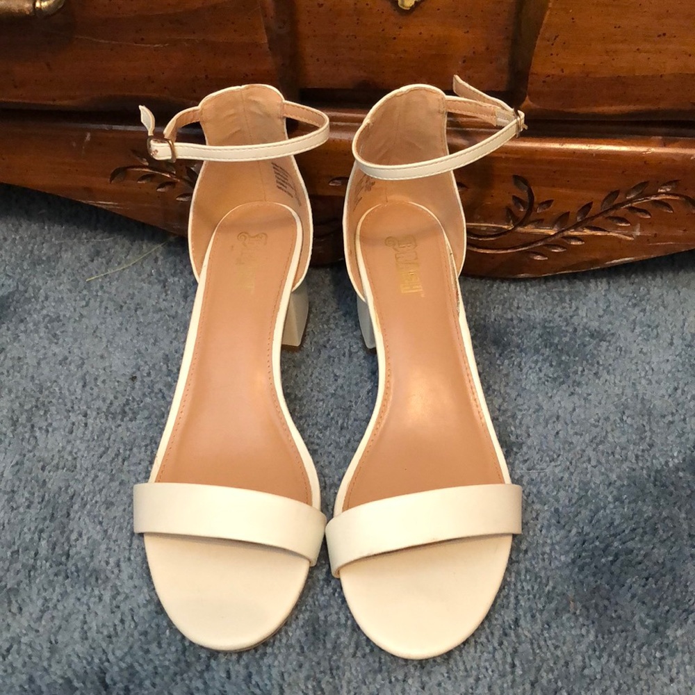 White Heeled Ankle Strap Sandal